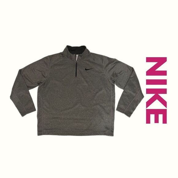NIKE Men 1/4 Zip Therma Fit Large Gray Shirt Black with Nike sign - Picture 1 of 6
